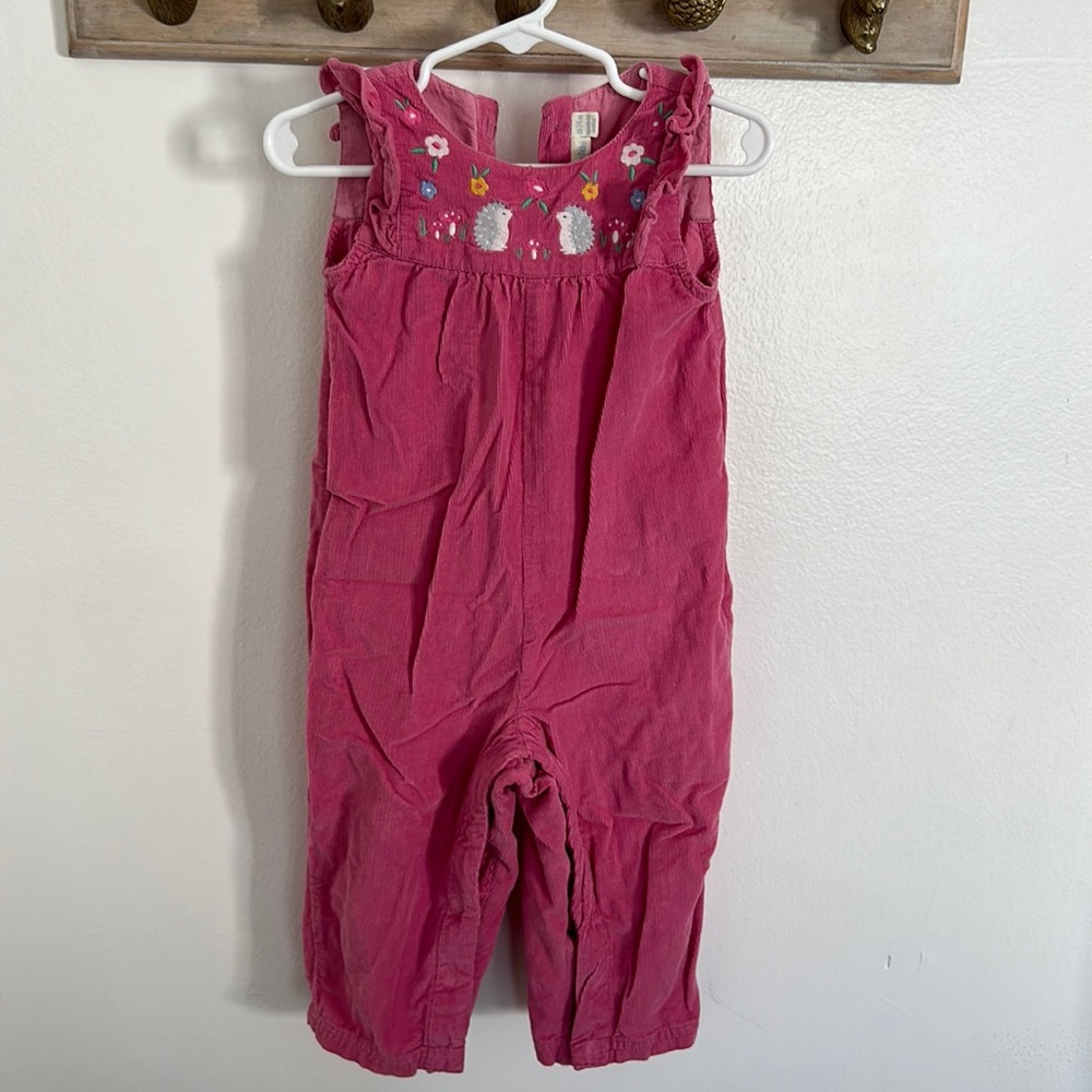 Cute Jojo Maman Bebe hedgehog pink dungarees/overalls